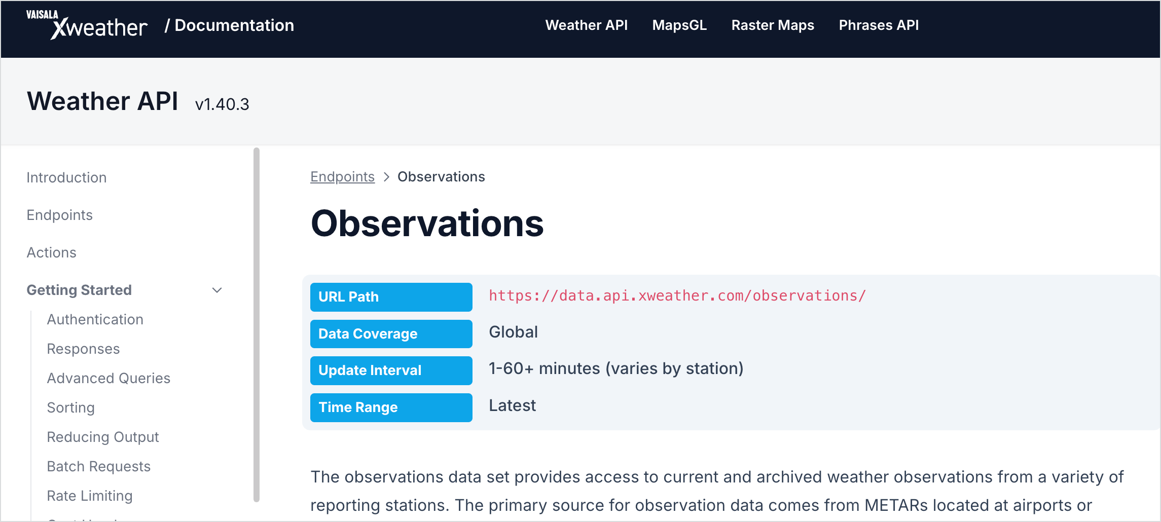 Xweather observations resource