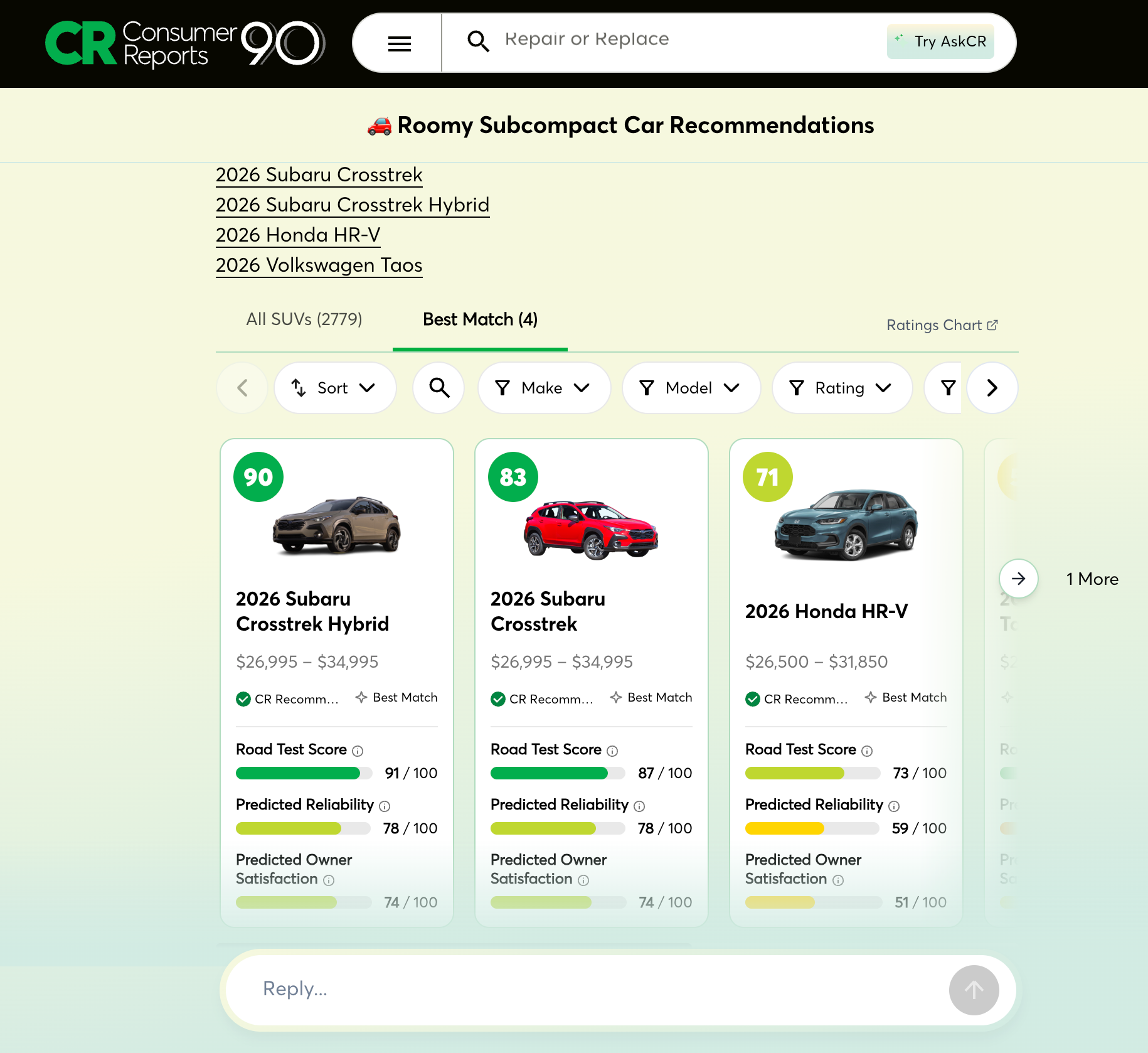 Consumer Reports AI chat