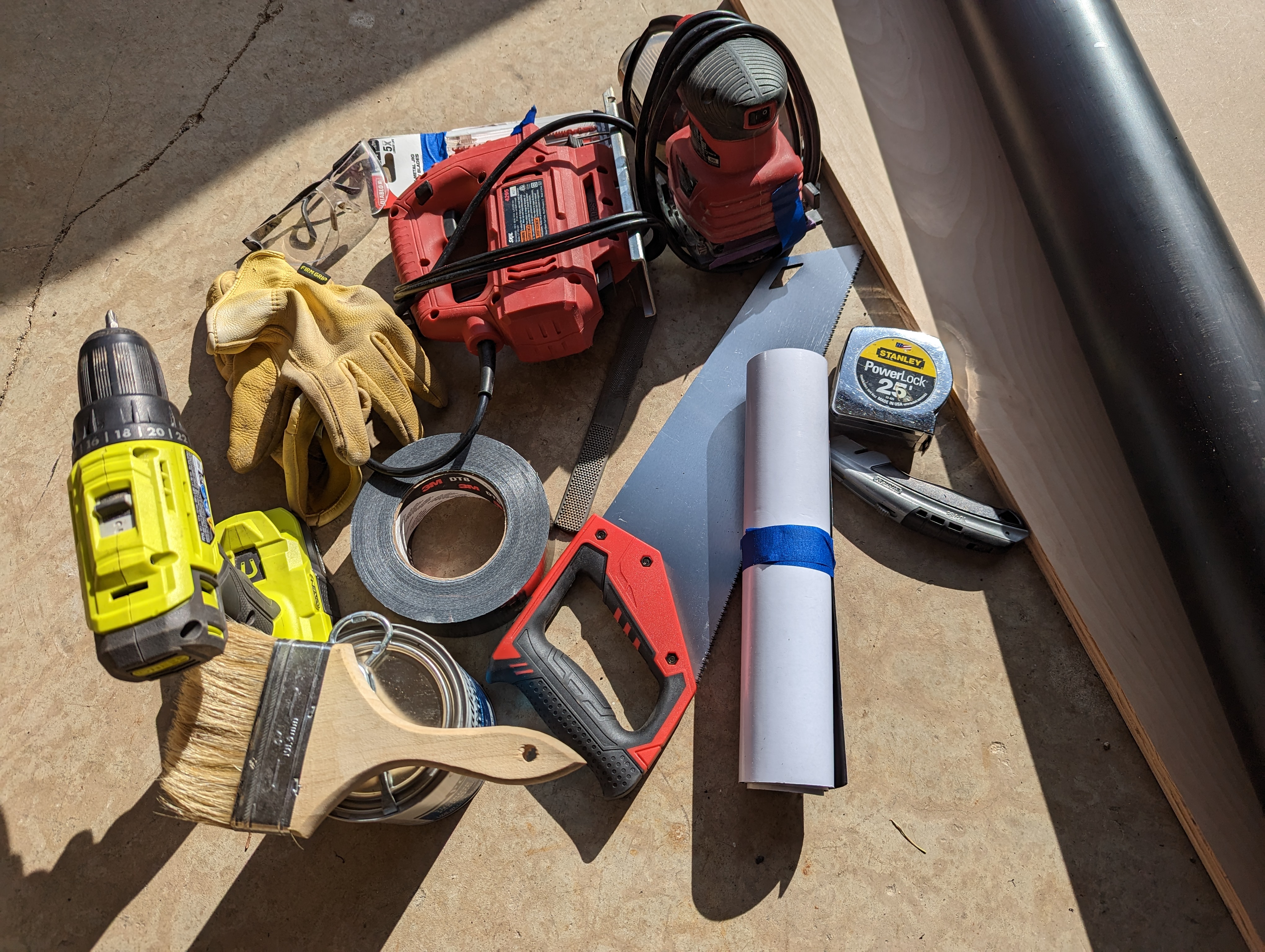 Tools needed to create the balance board