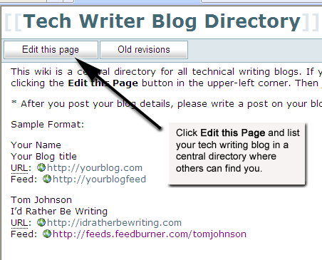 Blog Directory for Tech Writers