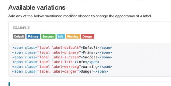 bootstrap labels