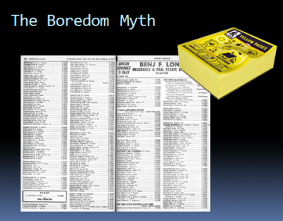 The Boredom Myth -- tech writing is more than just formatting phone books