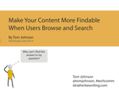 Make your content findable through browse and search