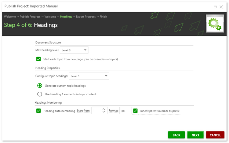 Configuring PDF export