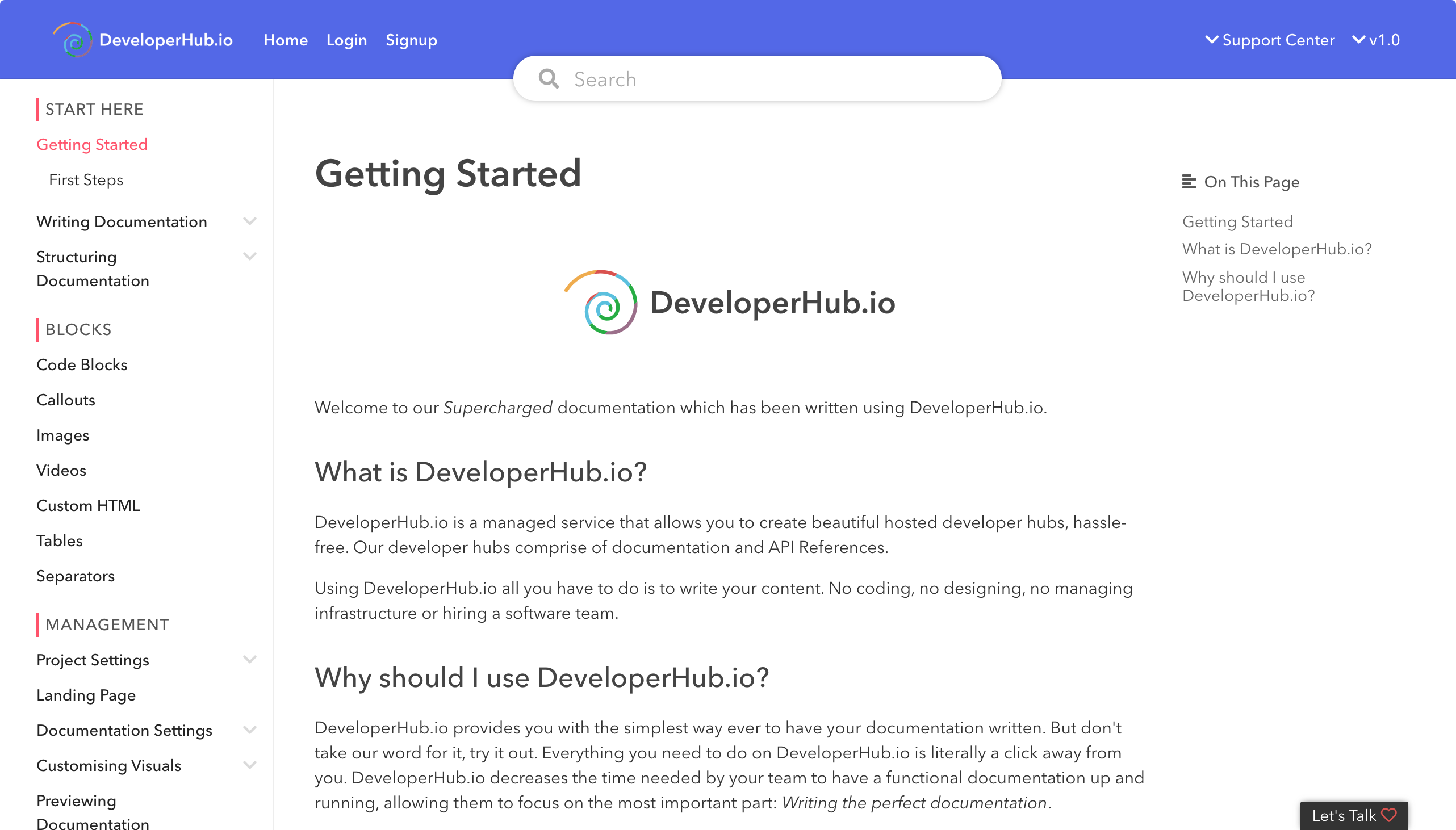 DeveloperHub Published Documentation