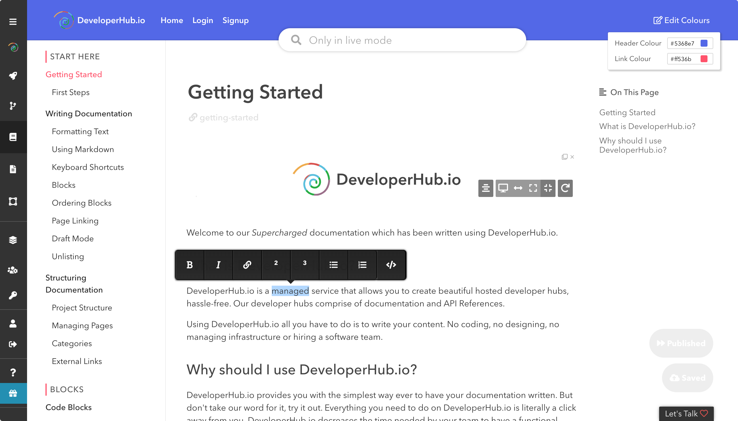 DeveloperHub Editor