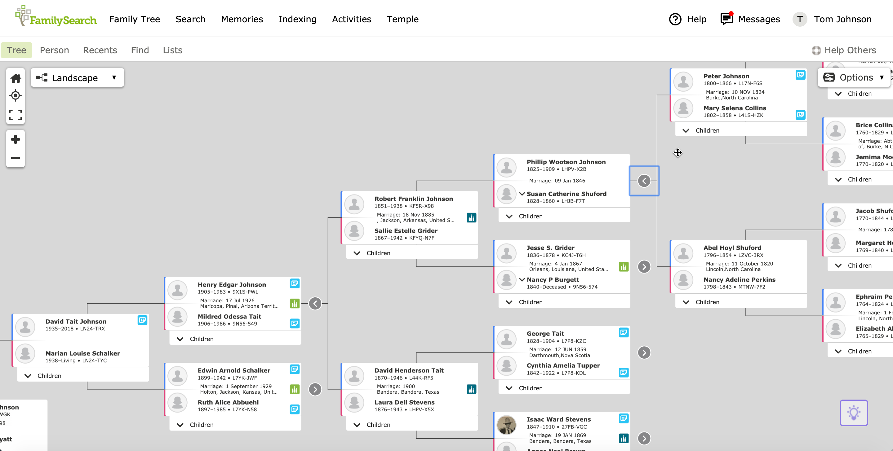 David Johnson family tree