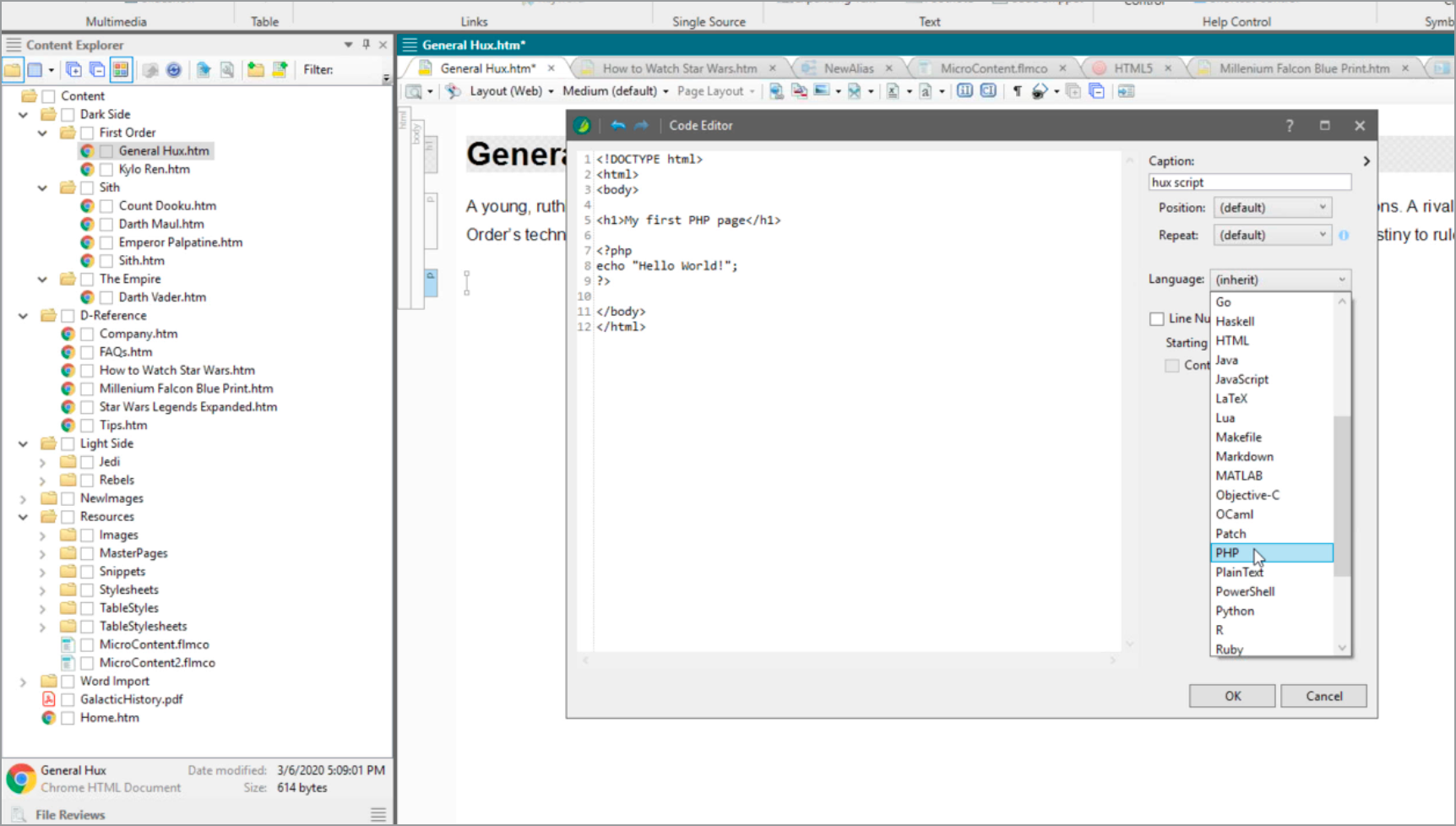 Code syntax highlighting in MadCap Flare 2020