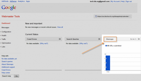 Adding a sitemap in Google Webmaster Tools