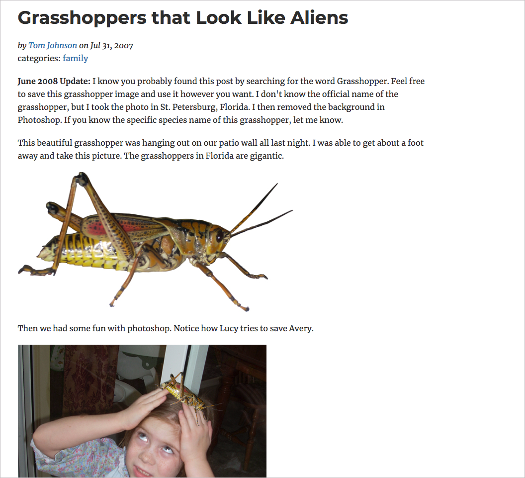 My famous grasshoppers post