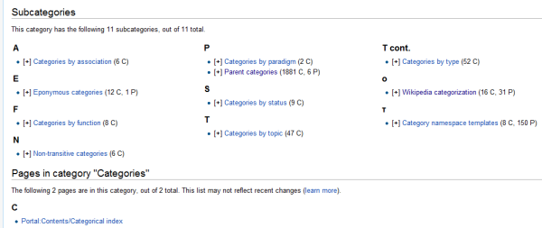 One of the highest levels of categorization on Wikipedia