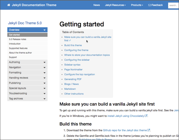 Documentation Theme for Jekyll version 5.0