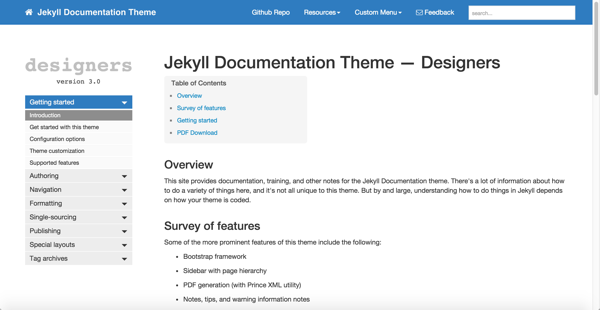 Documentation theme screenshot