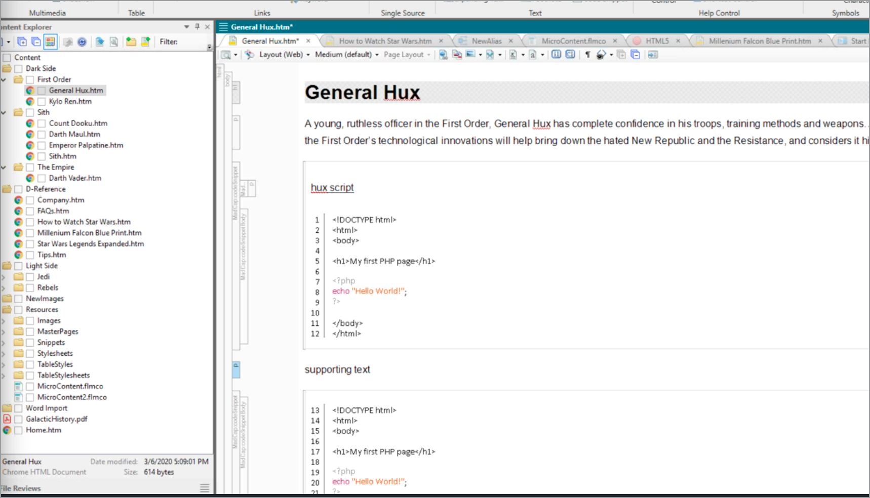 Code syntax highlighting with continuous numbering in MadCap Flare 2020