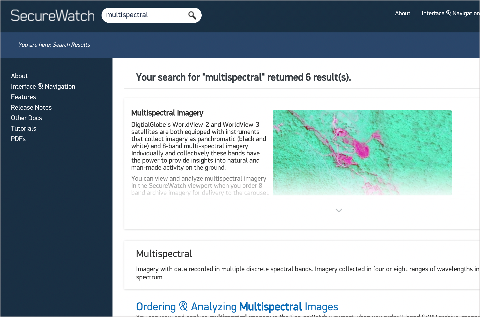 Example of a snippet for the term multispectral