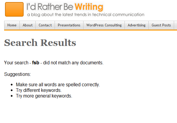 Customizing The No Results Found Page With Helpful Wayfinding Tips I D Rather Be Writing Blog