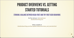 Product overviews vs. getting started tutorials — striking a balance between read-first and try-first user behaviors