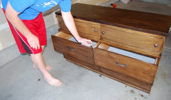 Sanding a dresser