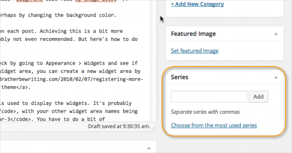 adding a series to your posts