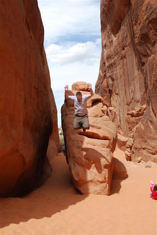 Skydiving off Sanddune Arch