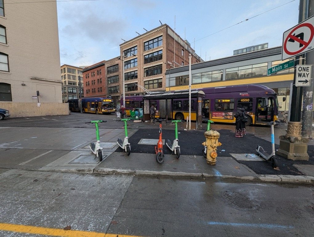 Bus stop on side street