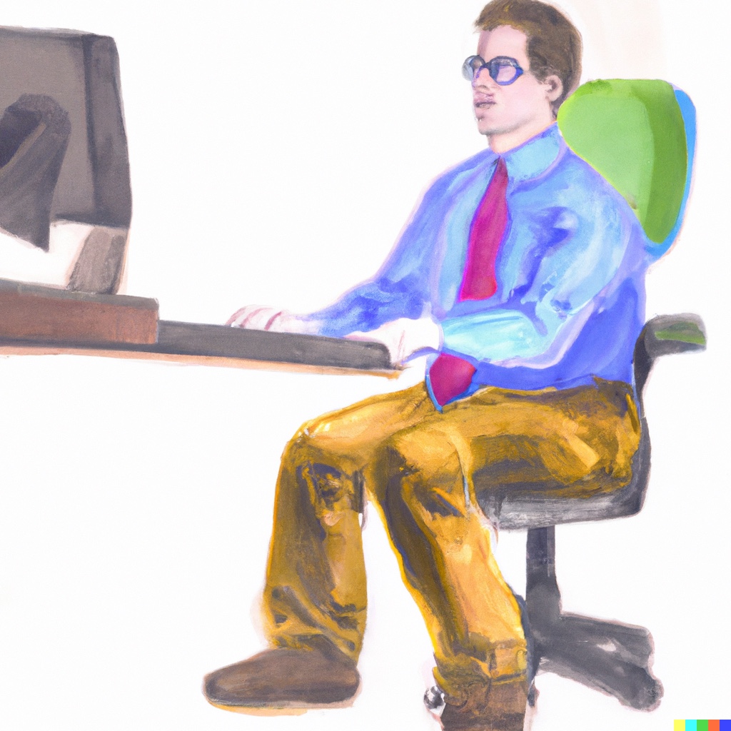 Sitting at a computer living the sedentary tech life