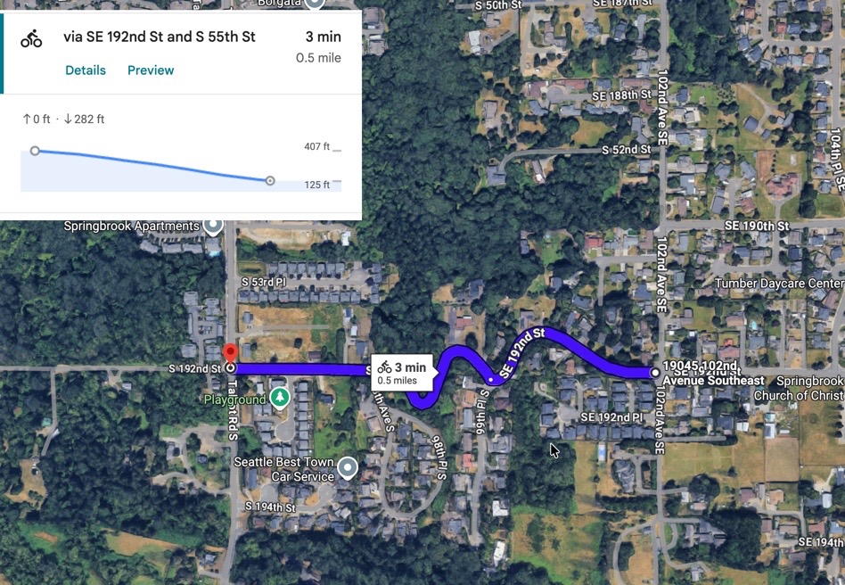 The steep and twisty stretch of SE 192nd St