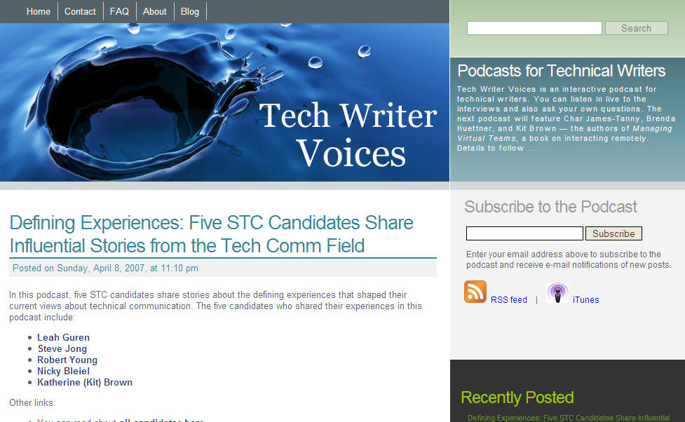 Tech Writer Voices site