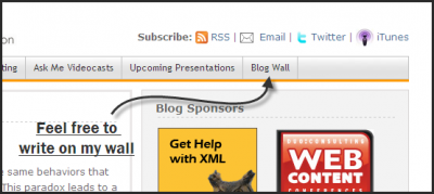 Blog Wall, a new feature on the site