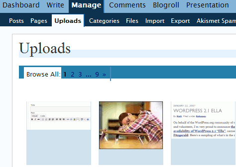 wordpress manage uploading