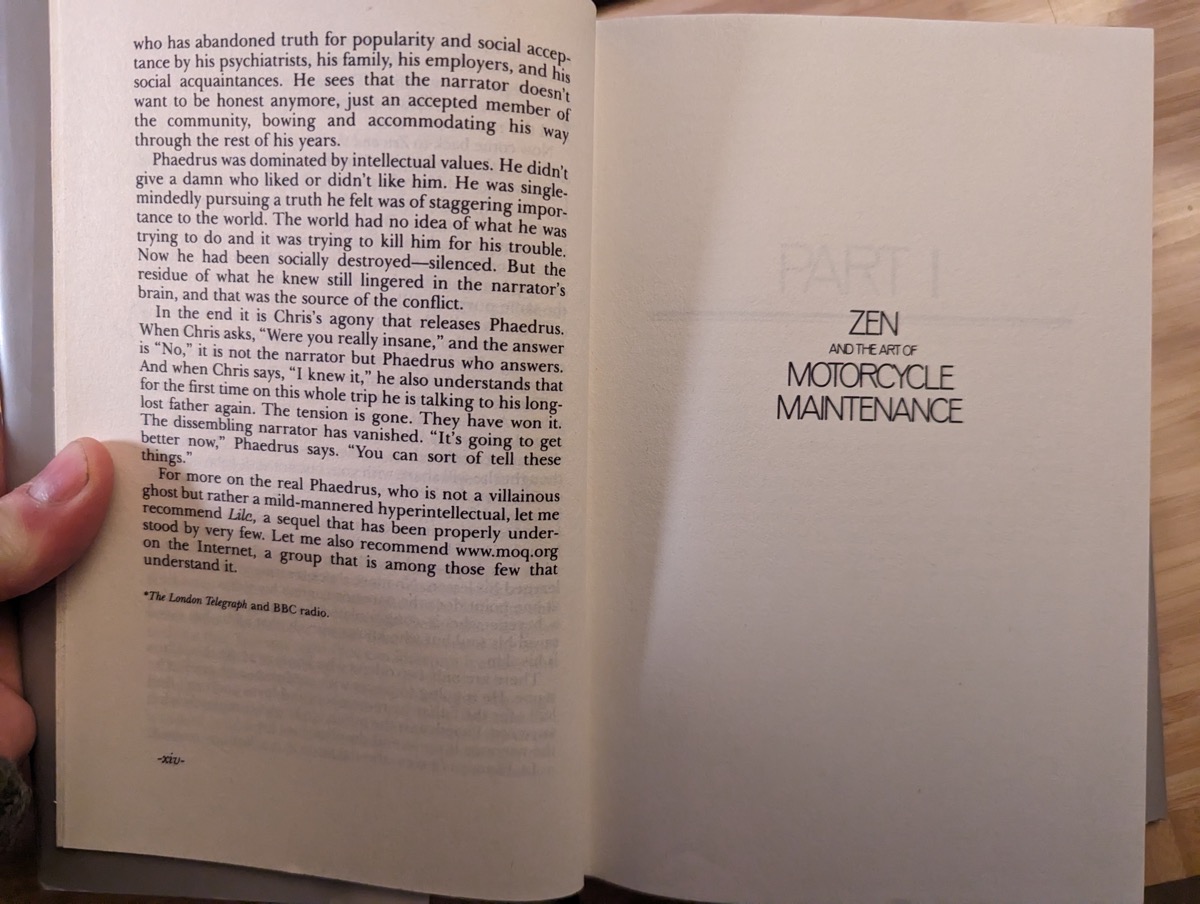 Re-reading Zen and the Art of Motorcycle Maintenance