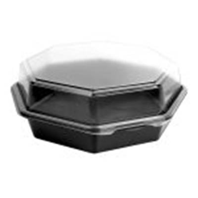 CONT PLAST 9" BLK BTM/CLR LID OCTAVIEW