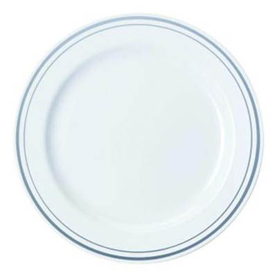 PLATE PLAST 10.25 WHT/SILVER RIM