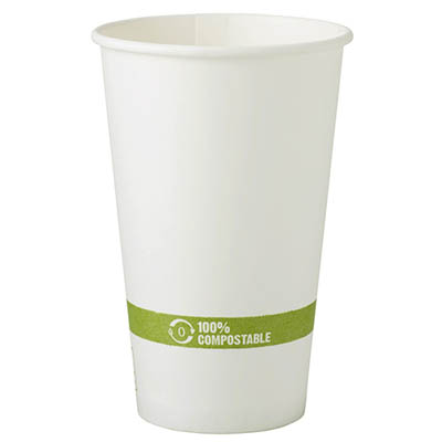 CUP PPR HOT 16 OZ PLA LINED WHT