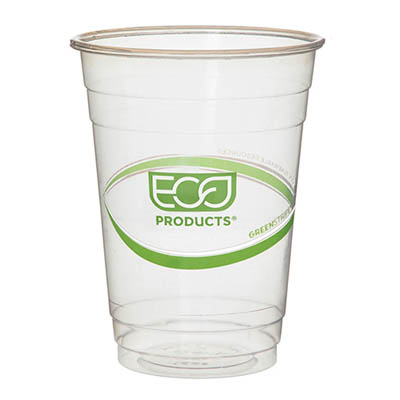 CUP PLA 16OZ COMPOSTABLE GREEN STRIPE