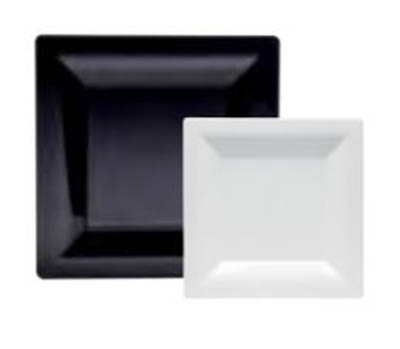 PLATE PLAST 9.5" BLK SQR MILAN LRG EDGE