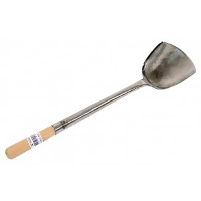 WOK LADLE SPATULA 17 1/2" S/S WOOD HANDL