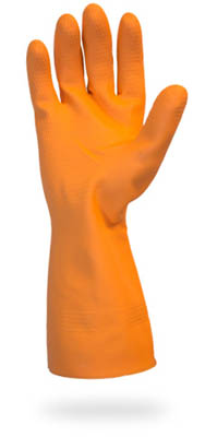 GLOVE LATEX MEDIUM ORANGE FLCKLINE