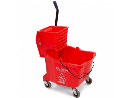 MOP BUCKET W/WRINGER 35QT RED SIDE PRESS