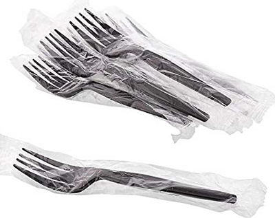 CUTLERY FORK PS BLK WRAPPED