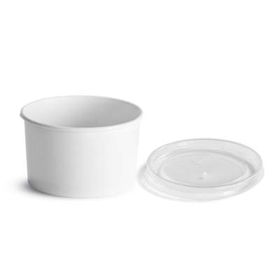 CONT PPR 16OZ WHT W/PLAST LID COMBO