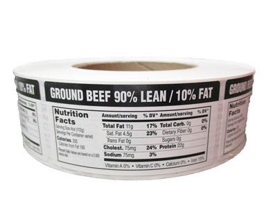 LABEL GRND BF 90% LEAN 10% FAT