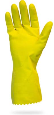 GLOVE LATEX YELLOW FLOCK LG 16MIL