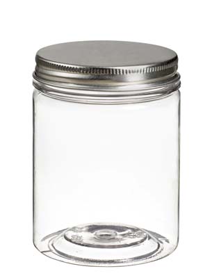 CLEAR PLASTIC JAR W/LID 7.1 OZ. TORNILLO