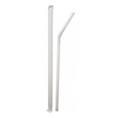 STRAW 7.75" FLEX WHITE UNWRAPPED