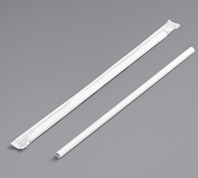 STRAW PPR 7.75" JUMBO WHT WRP