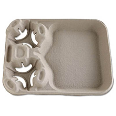 TRAY PULP 2 CUP CARRIER W/SIDE TRAY