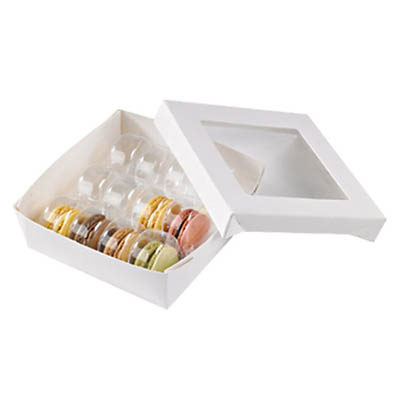 BOX KRAY W/WINDOW 5.5X5.5X2 24OZ WHITE