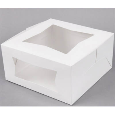 10X10X4 WHITE WINDOW CAKE BOX