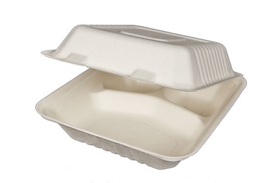 CONT BAGASSE PF 8X8X3 HNGD 3-COMP